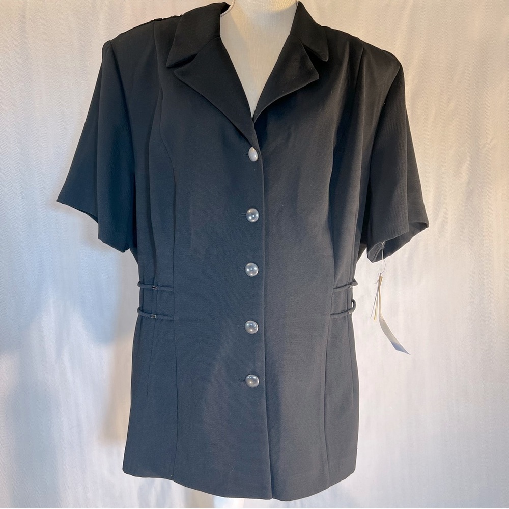 S.L. Fashions Black Jacket 4 Button Short Sleeves Rope Detailing Plus Size 22W👍